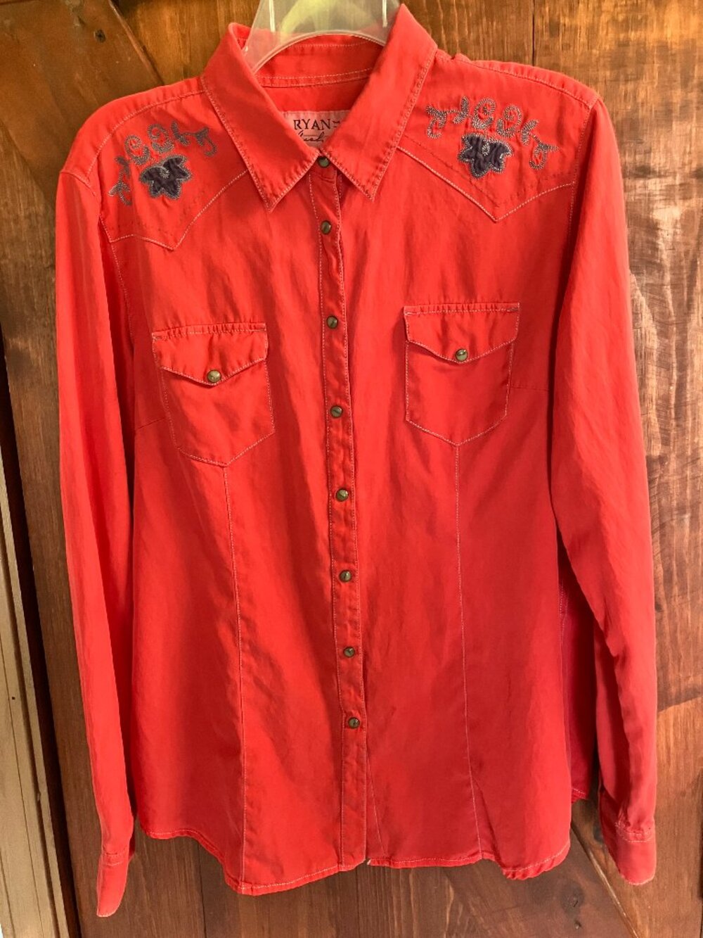 Ryan Michael Silk Blend Red Western Shirt XL